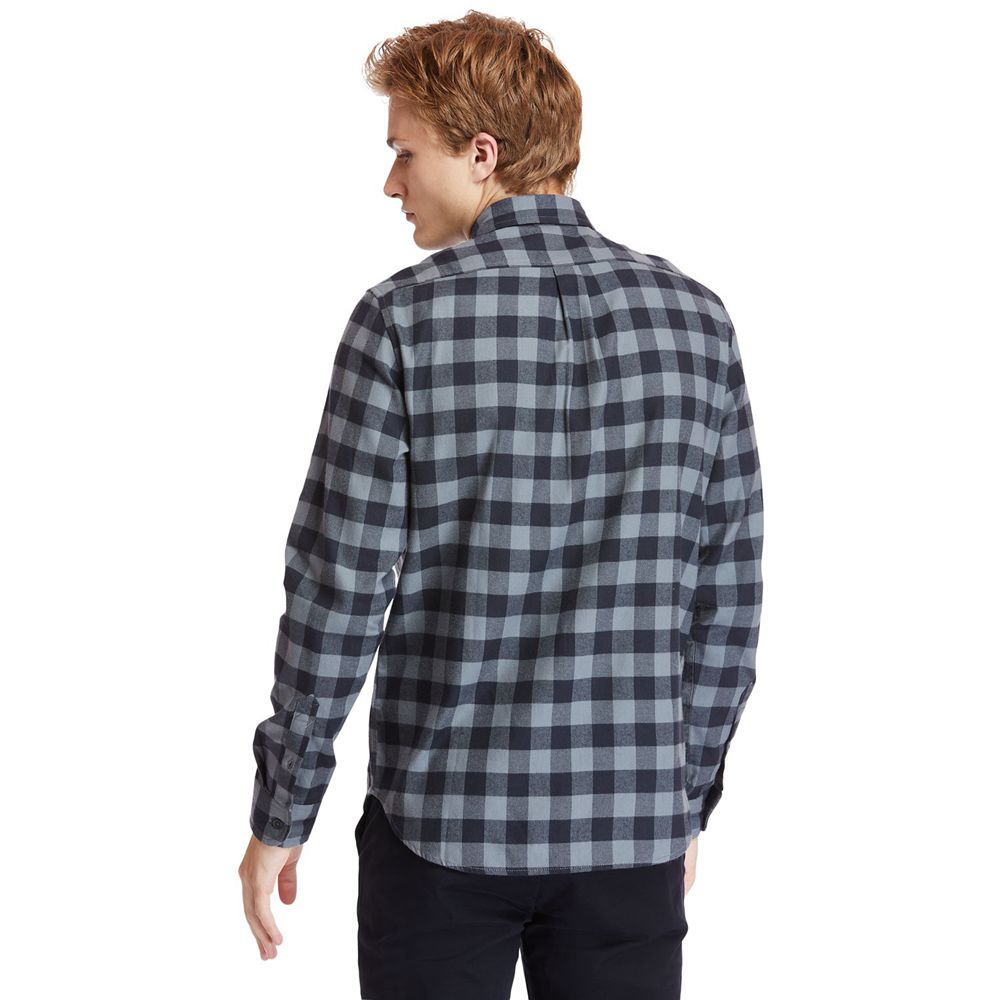 Timberland Mens Shirts Nashua River Long-Sleeve Flannel Check - Grey - India PO8715406